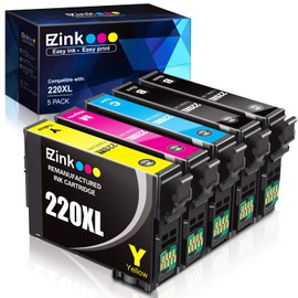 E-Z Ink (TM) Remanufactured Ink Cartridge Replacement for Epson 220 XL 220XL T220XL to use with WF-2760 WF-2750 WF-2630 WF-2650 WF-2660 XP-320 XP-420 XP-424(2 Black, 1 Cyan, 1 Magenta, 1 Yellow)5Pack