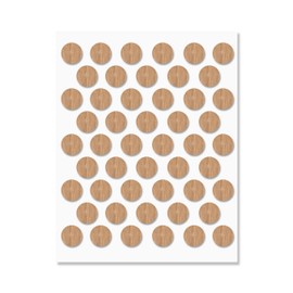 Oak Self-Adhesive Screw Hole Stickers - 50 pcs. 0.55 inch / 14 mm Peel Stick Dust Proof Tape, Water Resistance PVC Caps for Wood Cabinets, Furniture, Drawer, Wardrobe, Kitchen, Table