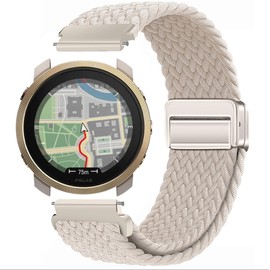 GIOPUEY Bracelet Compatible with Polar Vantage M3, Braided Nylon Bracelet [Unisex] Elastic Replacement Strap - Beige