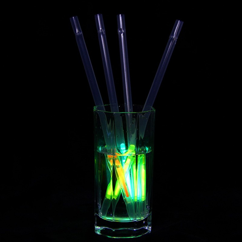 50Pcs 2 in 1 Glowing Straws Sticks Glowing in the