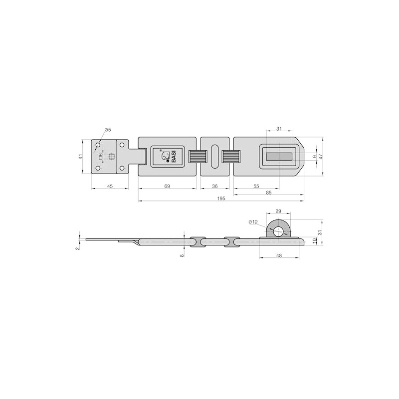 BASI | Safety Hasp with Padlock | 2 Joints |