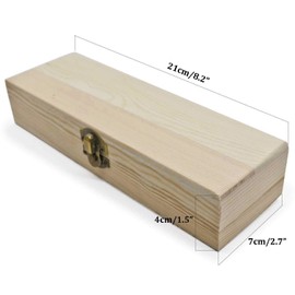 Plain Unfinished Wood Pencil Box, Unpainted Small Rectangle DIY Artist Tool and Brush Storage Box Case with Locking Clasp