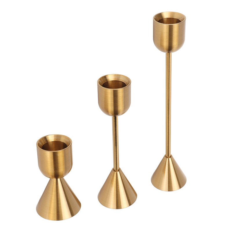 3 Pcs Candle Holders Different Heights Gold Candlestick Holders Taper
