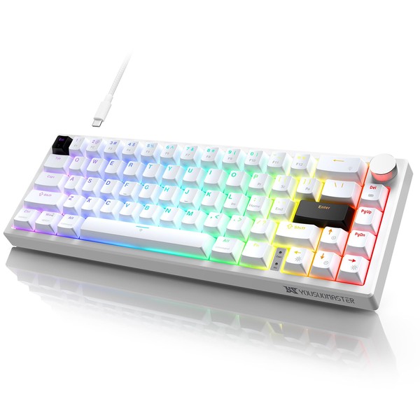 YOUSUOMASTER X82 Wired Gaming Keyboard with Volume Knob,60% Mechanical Keyboard
