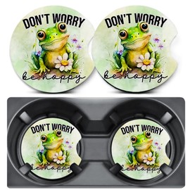 2 Pack Car Coasters for Cup Holders,Frog Pattern Car Coasters,2.75" Universal Size Anti Slip Rubber Mat,Auto Cup Holder Decal Decor Accessories,Gifts for Frog Lover Men,Women