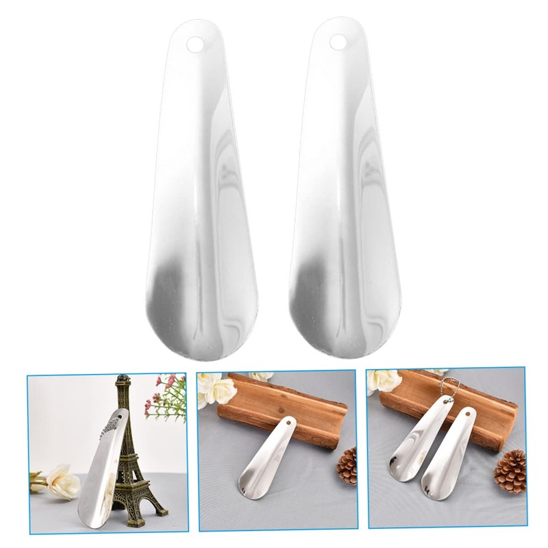 Ipetboom 2pcs Short Handled Stainless Steel Shoe Horns for Men