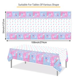 PHOGARY 3PCS Baby Gender Reveal Tablecloth Gender Reveal Decorations,He or She Table Cover Disposable Rectangular Plastic Pink and Blue Tablecloth for Boy or Girl Gender Reveal Party Supplies 54"x108"
