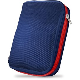 ICHIFUJI Travel Compression Bag, Travel Pouch, Compression Bag, Storage Pouch, Zipper, Business Trip, Travel, Convenient Goods, Compression to Save About 50% of Clothing Space (Large, Navy & Red)