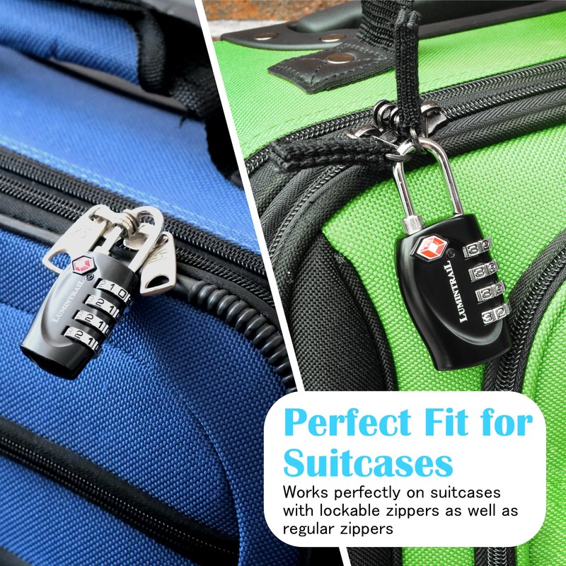 Lumintrail TSA Approved Locks, 4 Digit Combination Luggage Locks TSA