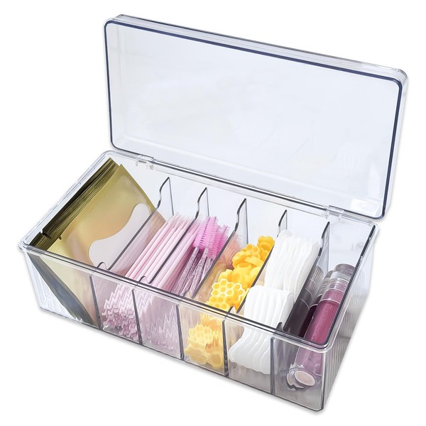 6 Compartment Acrylic Plastic Organizer for Makeup Palettes, Cosmetics, Lash