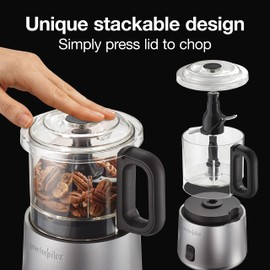 Proctor Silex Durable Electric Vegetable Chopper & Mini Food Processor with 2 Speeds for Chopping, Puree & Emulsify, 3.5 Cups, Silver