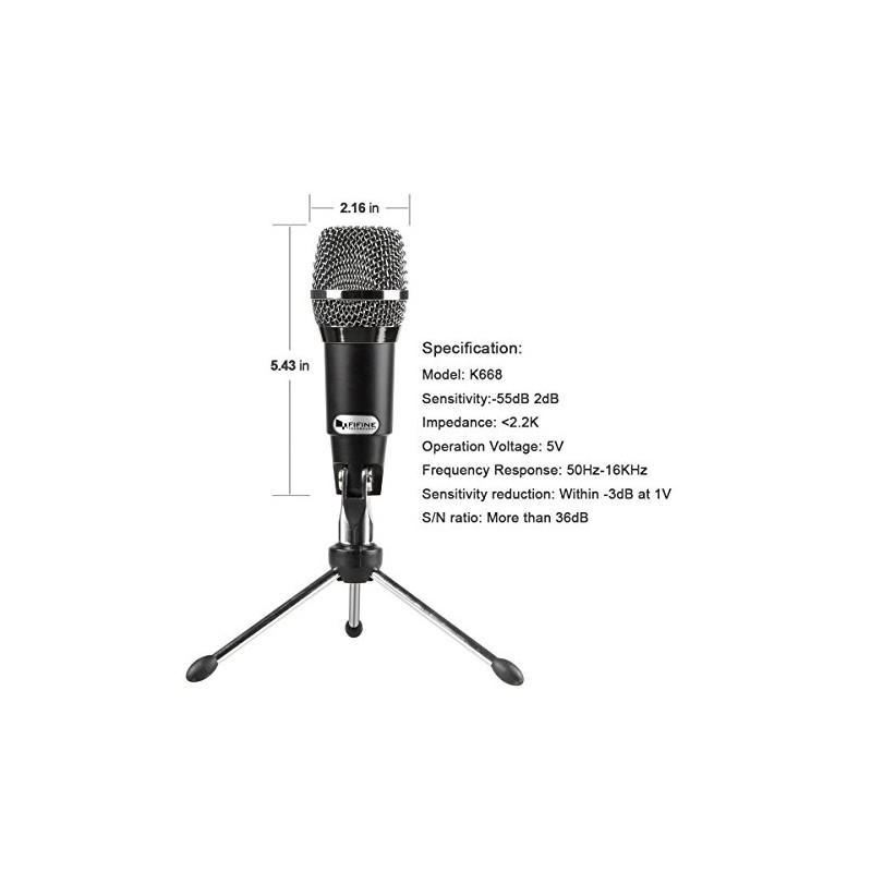 FIFINE micrófono USB, Plug y Play Home Studio micrófono de