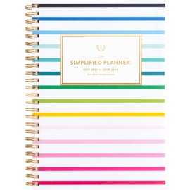 AT-A-GLANCE 2023-2024 Academic Planner, Simplified by Emily Ley, Weekly & Monthly, 5-1/2" x 8-1/2", Small, Monthly Tabs, Flexible Cover, Happy Stripe (EL10-200A)