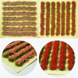 Cayway 2 Colour Scenics Grass Tufts, Grass Tufts Flower Grass Tufts Sand Table Scenics Grass Gaming Base Static for DIY Architecture Building Model Railway Train Diorama Garden, Pink and Red