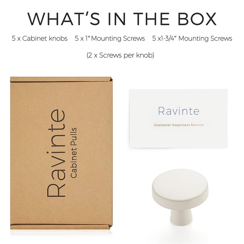 Ravinte 5 Pack Drawer Pulls 1-1/4 Inch Kitchen Cabinet Knobs