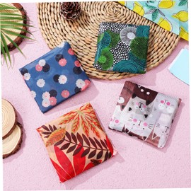 VILLFUL 5 Pcs Reusable Grocery Tote Bags Washable Shopping Bags Strong Straps Bag for Travel Daily Needs Polyester