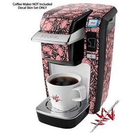 WraptorSkinz Decal Style Vinyl Skin compatible for Keurig K10 / K15 Mini Plus Coffee Makers Scattered Skulls Pink (COFFEE MAKER NOT INCLUDED)