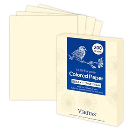 WritePads Veritas Colored Copy Paper, Cream Multi-Purpose paper,Colored Printer Paper 8.5” x 11”, 20 lb / 75 GSM, Cream,200 Sheet, Made in USA