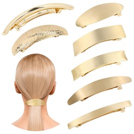 Cinaci Paquete de 7 Broches Franceses de Metal Dorado Elegantes Simples, Broches Decorativos para El Cabello, Pinzas para El Cabello, Accesorios para Mujeres y Niñas