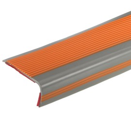 uxcell 3.2Ft Stair Nosing, 3cm PVC Self Adhesive Stair Edges Protector L Shape Stair Edging Stair Steps Edges Trim for Outdoor Indoor Stair, Orange/Grey