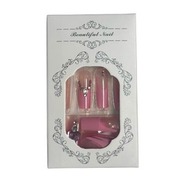 Fancy Pink Press on Nails With Bling, Long Square Tipped Nails, Reusable and Strong