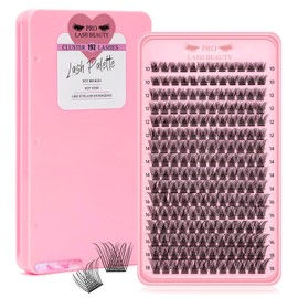 Lash Clusters, 192 Pcs Individual Cluster Lashes DIY Lash Extension 8-16mm Eyelash Clusters Volume Wispy Lashes Super Thin Band Reusable Soft & Comfortable(Natural,D-Mix)