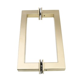 Top Hardware Stainless Steel 304 Grade Tubular Back to Back Shower Door Pull Handle, 8-Inch, Square, Satin Brass Finish SSSP203SG