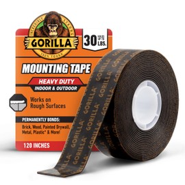 Gorilla Cinta de montaje de doble cara resistente, extralarga, 1 x 120 pulgadas, color negro (paquete de 1)