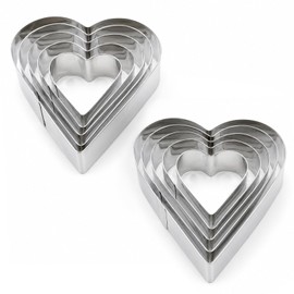 10-Piece Stainless Steel Heart Cookie Cutter Set for Baking, Holiday and Party Desserts