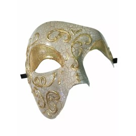 Elegance Mask Men's Phantom Gold Gray Large Mardi Gras Masquerade Elegance Mask