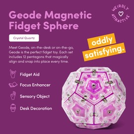 Speks Geode Magnetic Fidget Sphere - Pentagons 12-Piece Set - Quartz - Fun Desk Toy for Adults