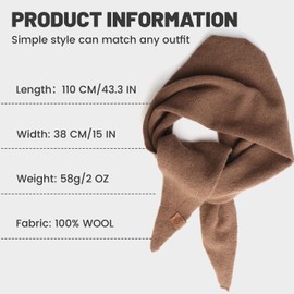 ACUSHLA Triangular Scarf Made of Wool Knitted Triangle Scarf with Rice Grain Knitting Pattern in Plain Colours, Scarf, Light Scarf, Soft, Many Colour Combinations, Lightweight Scarf, coffee