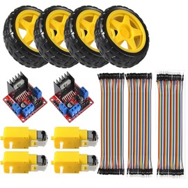 Diitao 2pcs L298N Motor Drive Controller Board Module Stepper Motor TT Motor Control Module Dual H-Bridge with 4pcs DC Motor and Smart Car Wheel for Arduino