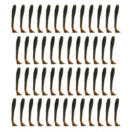 Pack of 50 Black Soft Plastic T-Tail Grub Worm Bait Fishing Lure Fishing Tackle Equipment Accessories Suitable for Catching Bass Trout Salmon