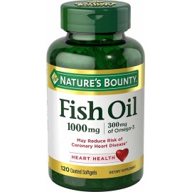 Nature's Bounty Fish Oil 1000mg Dietary Supplement Omega 3 300mg Tablets 120ct