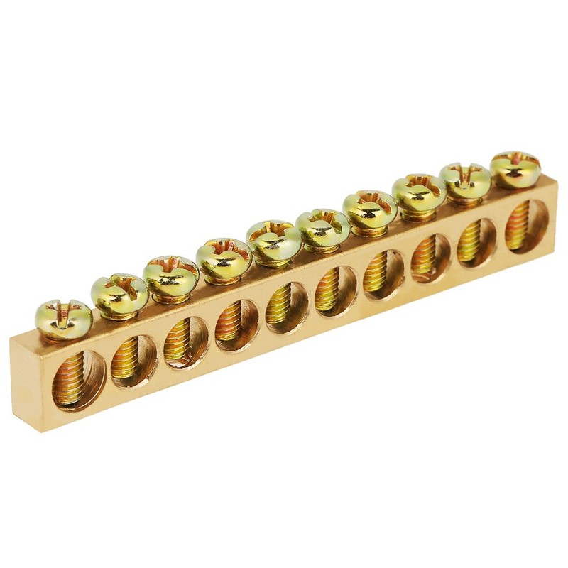 10pcs 10-Hole Electrical Distribution Wire Screw Terminal Brass Ground Neutral