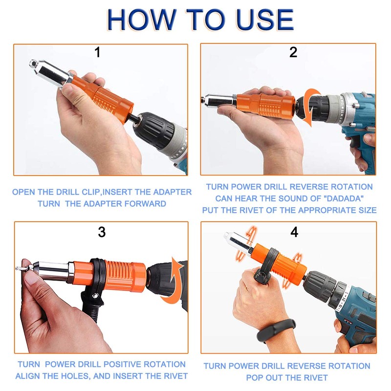 JONMON Electric Rivet Gun Adapter - Cordless Drill Metal Riveter-Blind