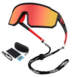 NAMIS Fast Glasses Rave Polarised Cycling Glasses Men Women Sports Glasses UV400 Protection Sports Sunglasses HD Adjustable Road Bike Glasses Running Glasses for MTB Road Bike Ski Mountaineering Red