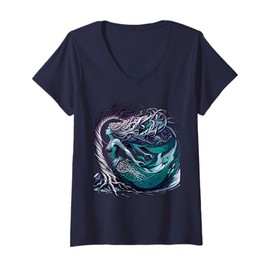 Womens Pagan Elder Tree Paganism Yin Yang Witch Tree of Magic V-Neck T-Shirt