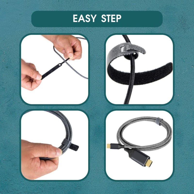 Reusable Cable Straps Ties with Self Hook and Loop -