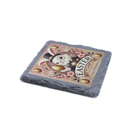 Easter Slate Coaster - 'A Classy Egg-Sperience!' (slco-kf25-monocohg)
