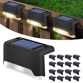Solar Lights Outdoor Waterproof, 16 Pack Outdoor Solar Lights, Solar Deck Lights for Deck, Step, Stair, Yard, Fence, Patio and Pathway (Warm White)