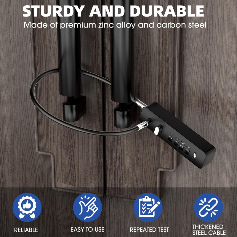 MeBantoo Cable Locks with Combination, 23.6Inch Steel Small Cable Rope