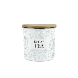 Purely Home Wild Rabbits Decaf Tea Canister - Green Metal Enamel Medium Sized Kitchen Food Storage Container