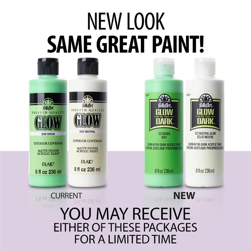 FolkArt glow in the dark Acrylic paint, 8 oz, Neutral