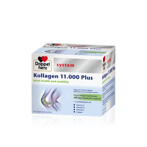 DOPPELHERZ COLLAGEN 11.000 PLUS 30 AMPOULLES OF 25ML, HELPS MAINTAIN