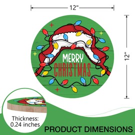 Deroro Merry Christmas Classic Movie Front Door Sign, Green Xmas Vacation Clark Hat Wood Door Hanger Outdoor Outside Porch Decor, Funny Holiday Farmhouse Wooden Wreath Indoor Wall Hanging Decoration