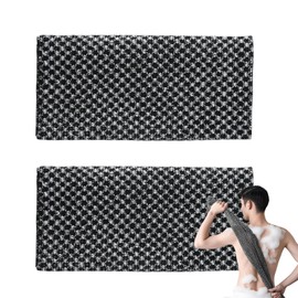 2 Pack Exfoliating Towel, Exfoliating Shower Towel, Sima Exfoliating Towel, Exfoliating Antibacterial Shower Towel, Exfoliating Cloth Polyester Body Scrub Towels for Sensitive Skin, Spa Shower (Black)
