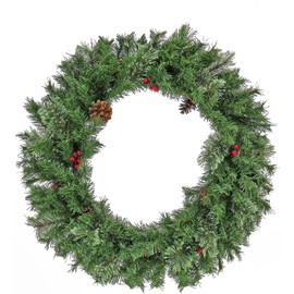 National Tree Company Artificial Cashmere Christmas Wreath with Pinecones and Red Berries, 30 in