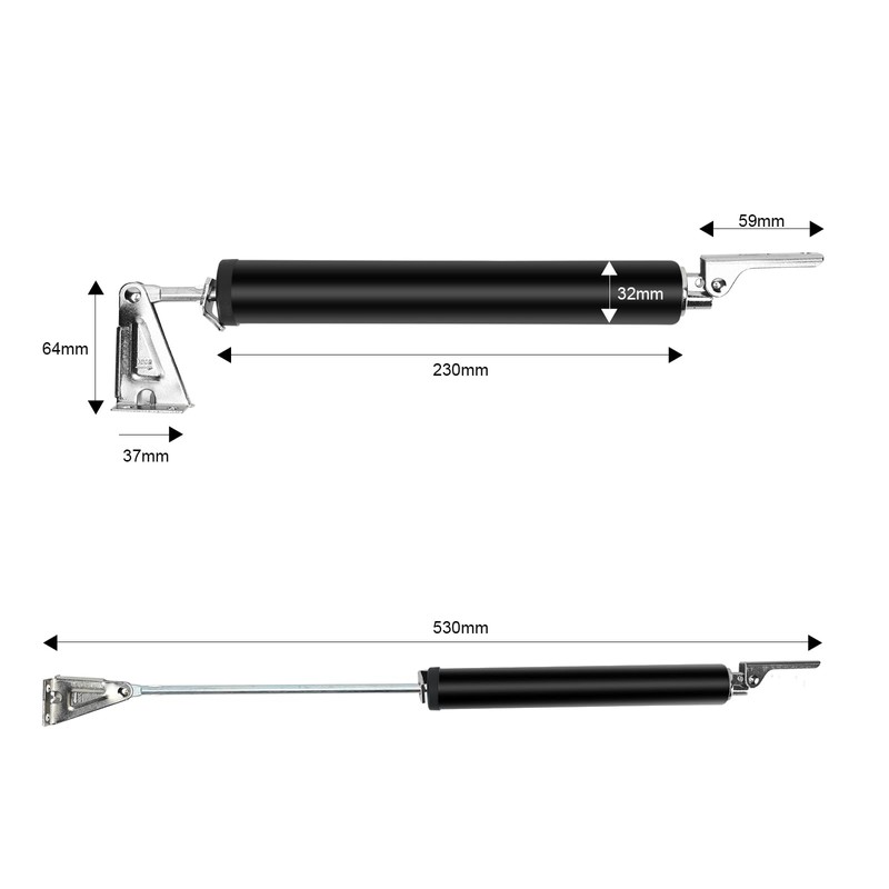 Hutomwua Silent door closer, pneumatic buffer, locatable (Black)